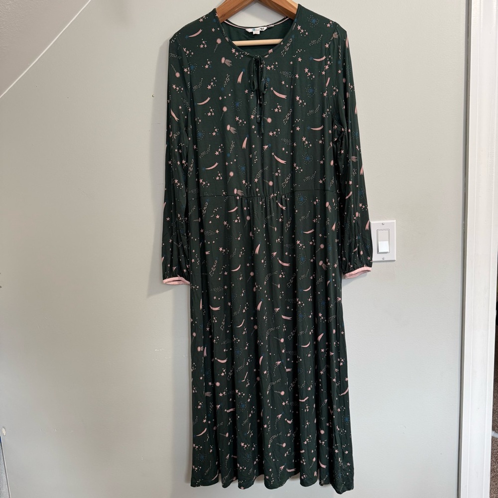 Boden Chatsworth Flora Midi Star Flora Jersey Midi Dress Cosmic Shooting Stars - Picture 4 of 13